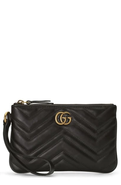 Gucci Quilted Leather Wristlet In Nero/ Nero