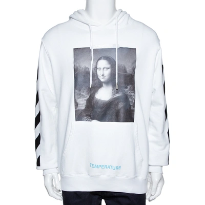 Pre-owned Off-white White Diag Monalisa Print Cotton Hooded Sweatshirt M