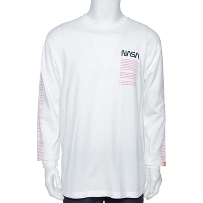 Pre-owned Heron Preston White Nasa Facts Print Cotton Jumper S