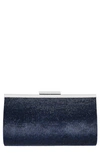 Nina Crystal Frame Clutch In Navy