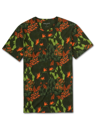Derek Rose Men's Short Sleeve T-shirt Robin 4 Pima Cotton Green