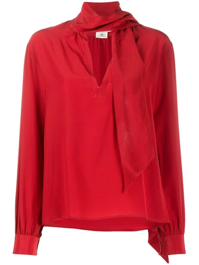 Pre-owned Saint Laurent Pussy Bow Blouse In Red