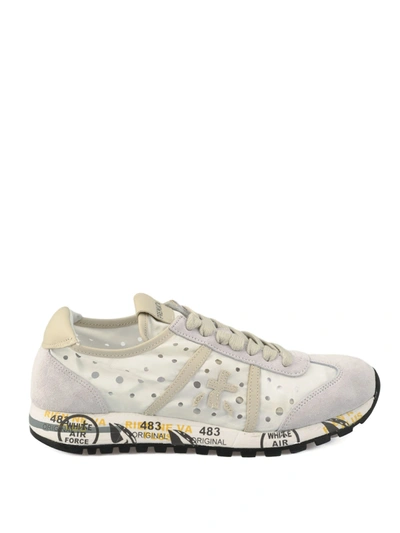 Premiata Lucy-d Worn-out Suede Sneakers In White