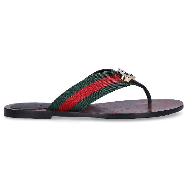 green and red gucci flip flops
