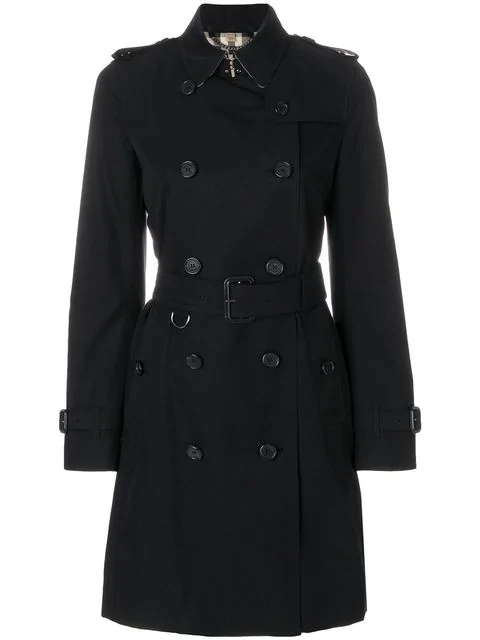 Burberry Kensington Heritage Belted Long Trench Coat In Black | ModeSens
