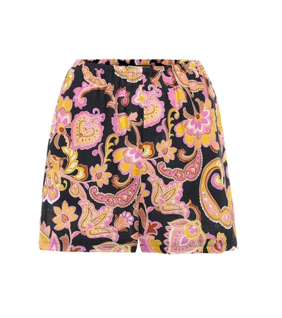 Gucci Paisley Linen Shorts In Pink