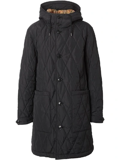 Burberry Diamond Quilted Thermoregulated Econyl Coat In Black