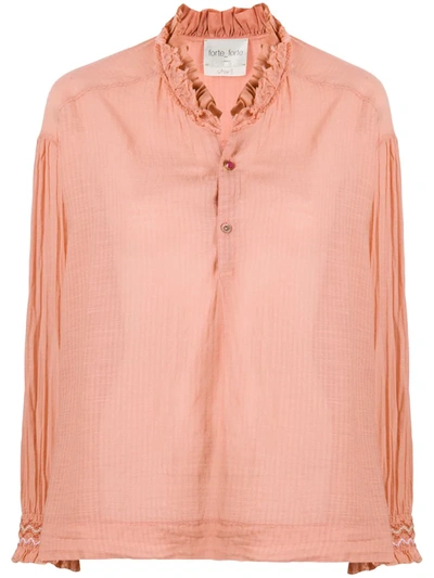 Forte Forte Orange Ruffle-trimmed Cotton Blouse In Pink