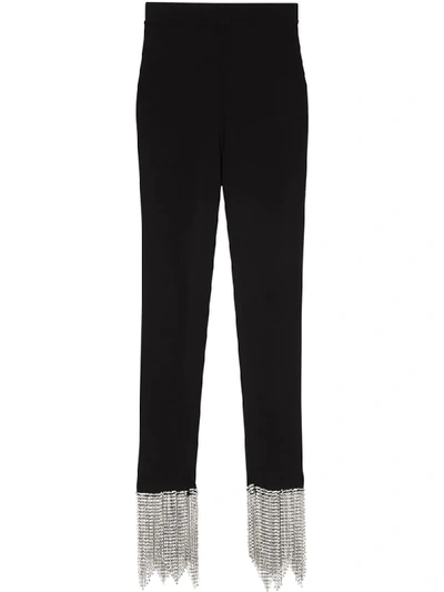 Burberry Crystal Fringe Detail Stretch Jersey Leggings In Black