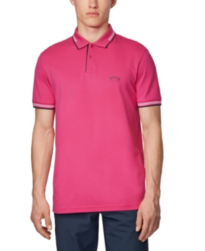 Hugo Boss Boss Men's Paul Curved Slim-cit Polo Shirt In Pink