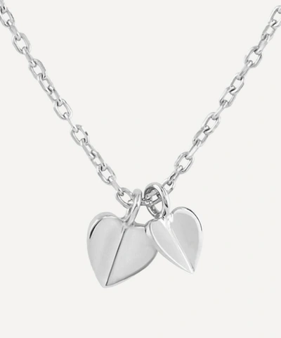 Dinny Hall Silver Bijou Folded Heart Duo Pendant Necklace