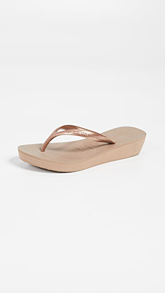 havaianas wedge rose gold