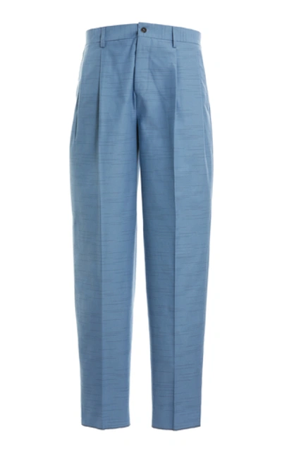 Missoni Cotton Straight-leg Trousers In Blue