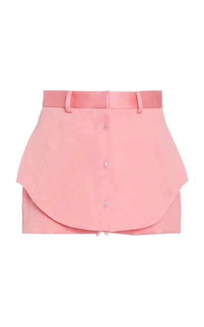 Brandon Maxwell Satin-trimmed Paneled Cotton Mini Shorts In Pink