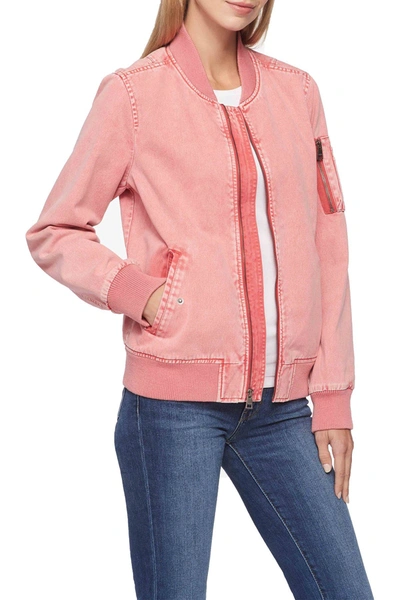 Levi's Acid Washed Cotton Bomber Jacket In Coral
