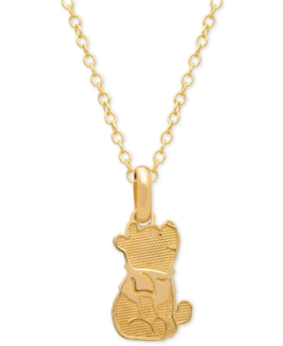 Disney Children's Winnie The Pooh 15" Pendant Necklace In 14k Gold In Yellow Gold