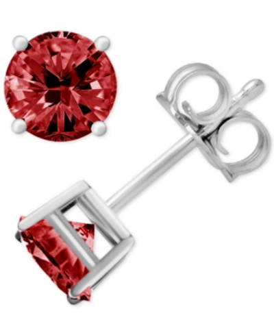 Essentials And Now This Glass Stone Stud Earrings In Silver-plate In Red Glass