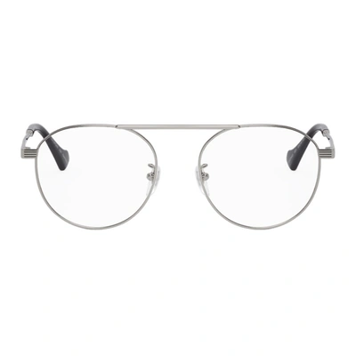 Gucci Silver Aviator Glasses In 001 Silver