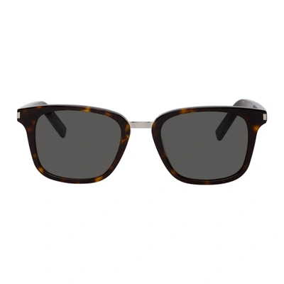 Saint Laurent Tortoiseshell Square Sl 341 Sunglasses In 211 Havana