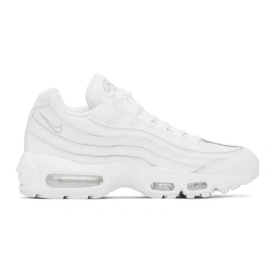Nike White Air Max 95 Essential Sneakers In 100 Wh/grey