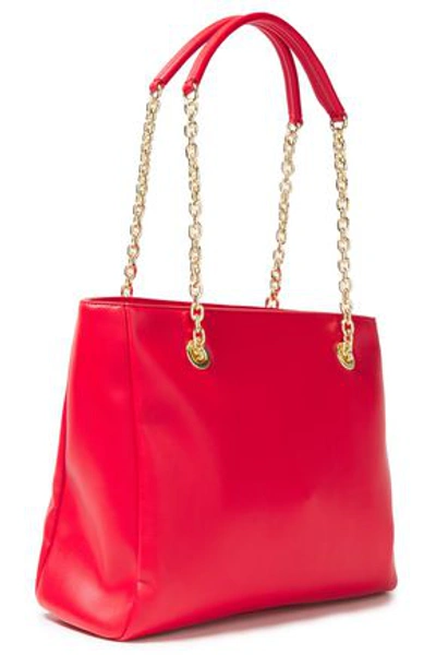 Love Moschino Bow-embellished Faux Leather Shoulder Bag In Red