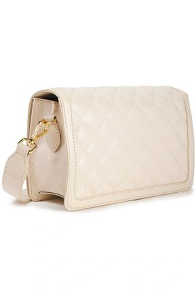Love Moschino Logo-embellished Quilted Faux Leather Shoulder Bag In Ivory