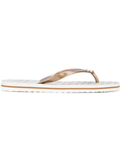 michael kors metallic flip flops