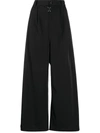 Mm6 Maison Margiela Cropped Twill Wide-leg Pants In Black