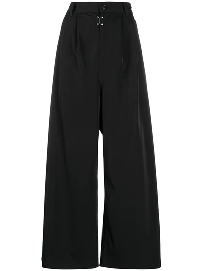 Mm6 Maison Margiela Cropped Twill Wide-leg Pants In Black