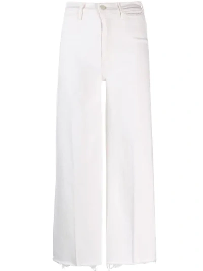 Mother Cropped Frayed High-rise Wide-leg Jeans In Neutrals