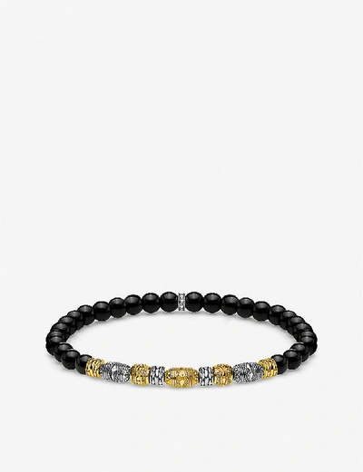 Thomas Sabo Lucky Charms 18ct Gold-plated And Sterling-silver Beaded Bracelet In Black