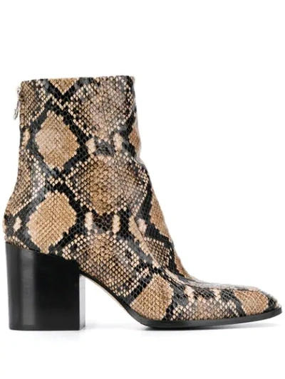 Aeyde Lidias 80mm Snakeskin-effect Boots In Brown