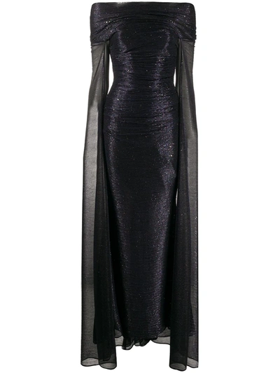 Talbot Runhof Bardot Gown In Blue