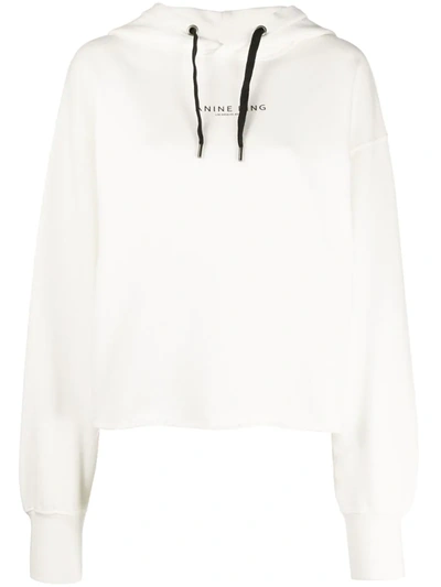 Anine Bing Logo Print Hoodie In White