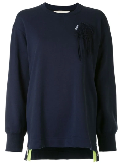 Portspure Knitted Patch Sweatshirt In Blue