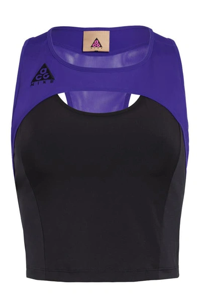 Nike Acg Women's Non-padded Crop Top (fusion Violet) - Clearance Sale In Fusion Violet/ Black/ White