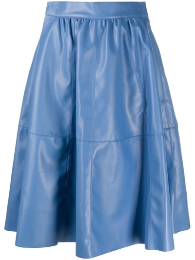 Jejia Coated A-line Midi Skirt In Blue