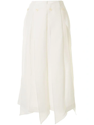 Akira Naka Buttoned Draped Skirt In White