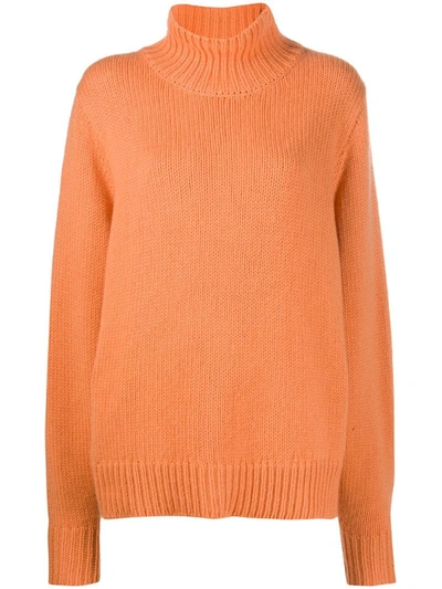 The Row Cashmere Roll Neck Jumper In Orange