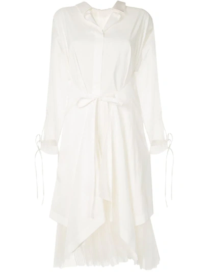 Shanshan Ruan Draped Shirt Dress In White