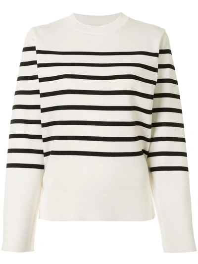 Akira Naka Cut-out Striped Pullover In White