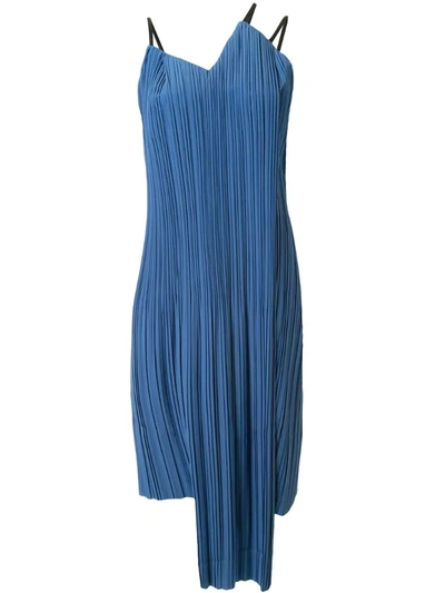 Akira Naka Asymmetric Pleated Dress In Blue