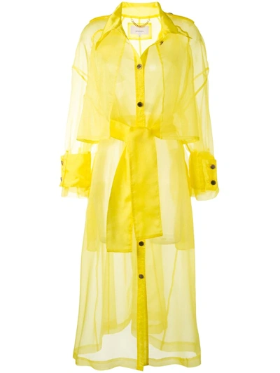 Akira Naka Oversized Organza Trench Coat In Yellow