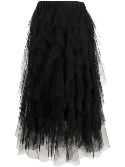 P.a.r.o.s.h Full Mesh Midi Skirt In Black