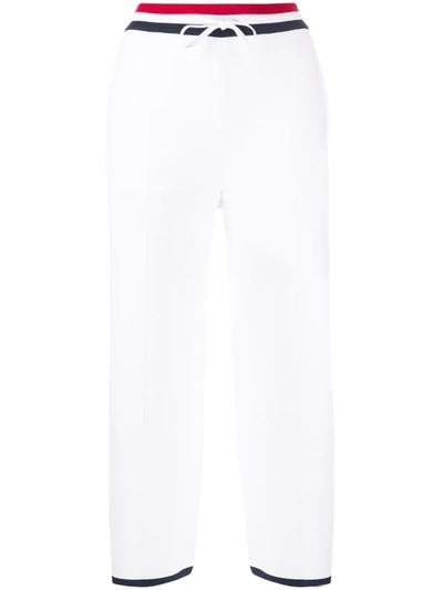 Thom Browne Drawstring Waist Cropped Trousers In White