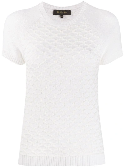 Loro Piana Diamond Knit Top In White