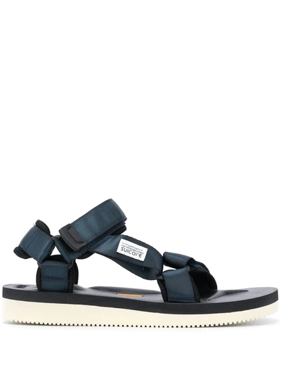 Suicoke Contrast-sole Strappy Sandals In Blue