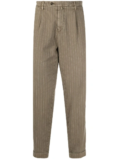 Briglia 1949 Striped-print Slim-fit Chinos In Brown