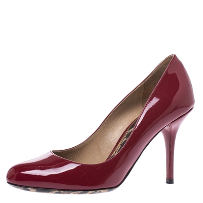 Pre-owned Dolce & Gabbana Red Patent Leather Round Toe Pumps Size 37