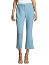 Theory Erstina Flared Cropped Twill Trousers In Ocean Blue